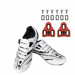 Venzo Road Cycling Shoes Unisex White Black EU 37-47 SPD Cleats Included
